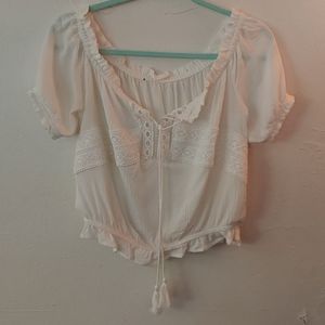 White "barmaid" style top